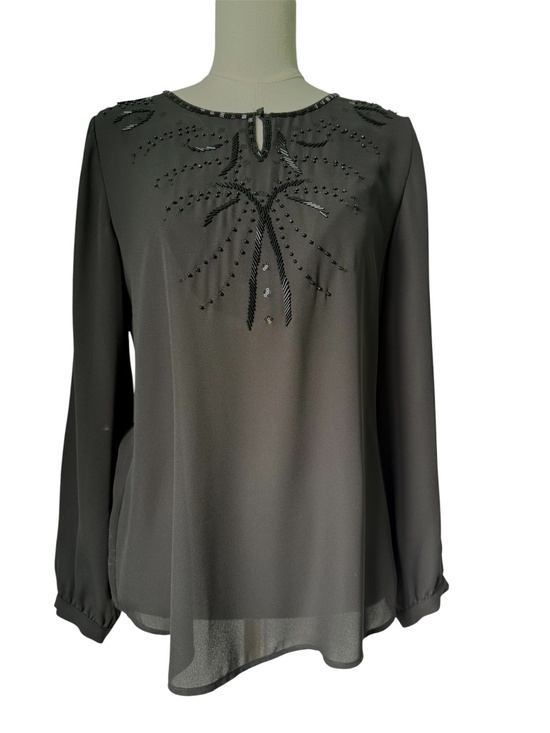 Chico's Tops - CHICO'S | Black Long Sleeve Beaded Top Sz Small